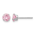 14k White Gold Madi K 5mm Pink CZ Post Earrings