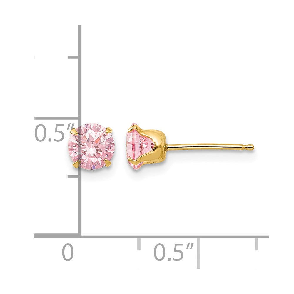 14k Madi K 5mm Pink CZ Post Earrings