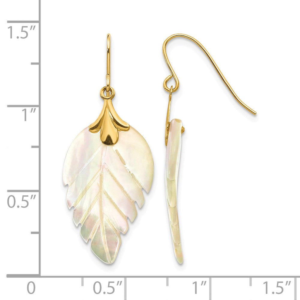 14k Madi K Mother of Pearl Leaf Dangle Earrings