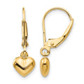 14k Madi K Puffed Polished Heart Drop Leverback Earrings
