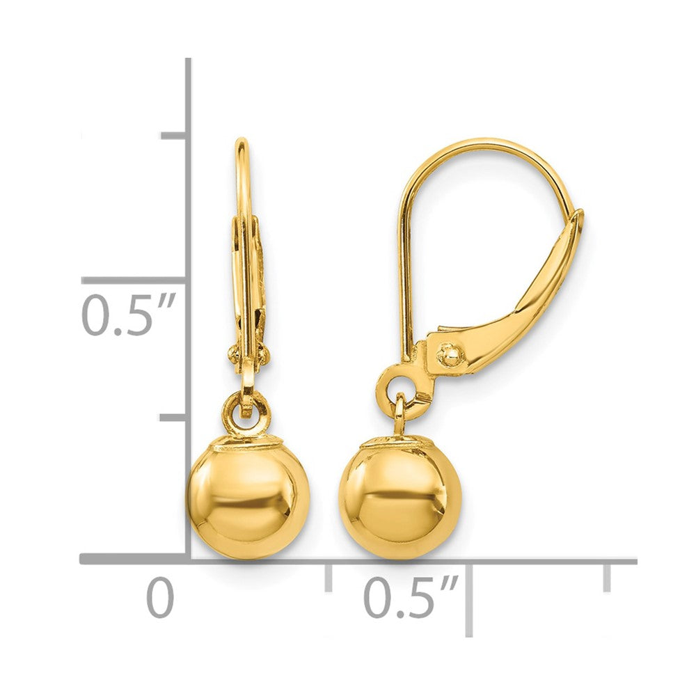 14k Madi K Dangle 6mm Bead Leverback Earrings