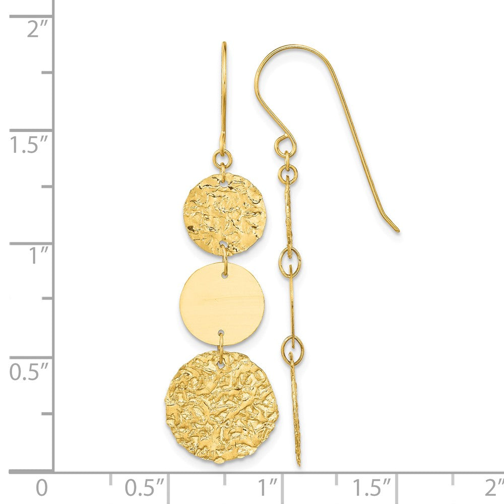 14K 3-Tier Circle Drop Dangle Earring