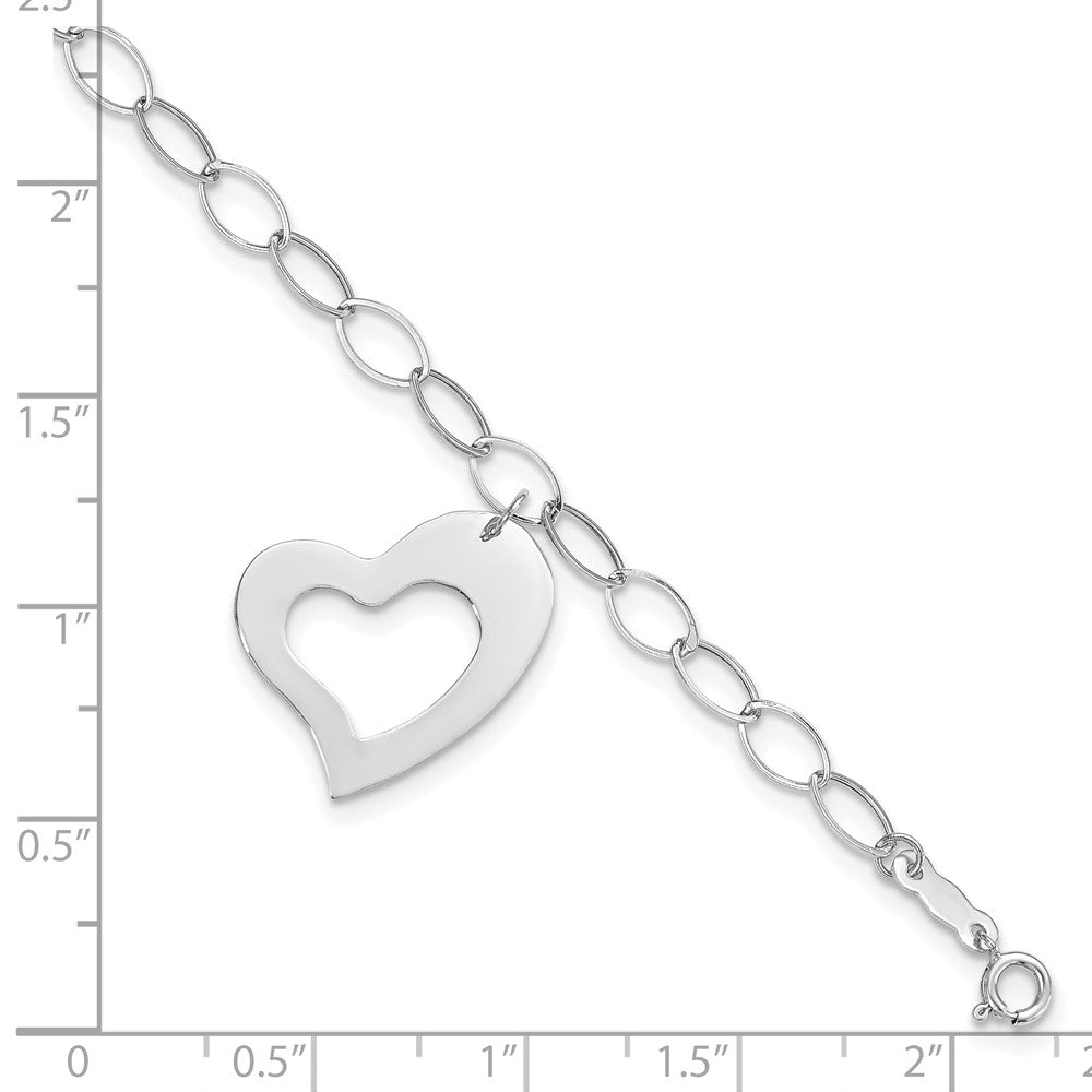 14k White Gold Dangle Heart Bracelet