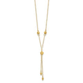14k Yellow Gold Bead Lariat with 2in ext Necklace
