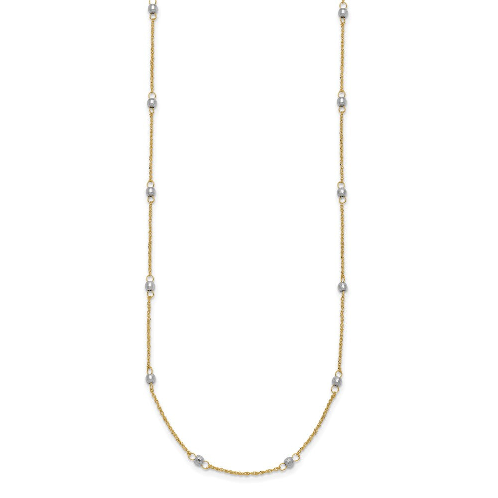 14K Two-tone Ropa Mirror Bead W/2in Ext Necklace