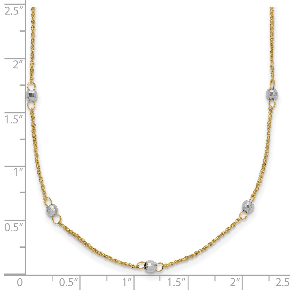14K Two-tone Ropa Mirror Bead W/2in Ext Necklace