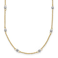 14K Two-tone Ropa Mirror Bead W/2in Ext Necklace