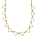 14K Oval Cable with Open Flat Hearts w/ ext Necklace