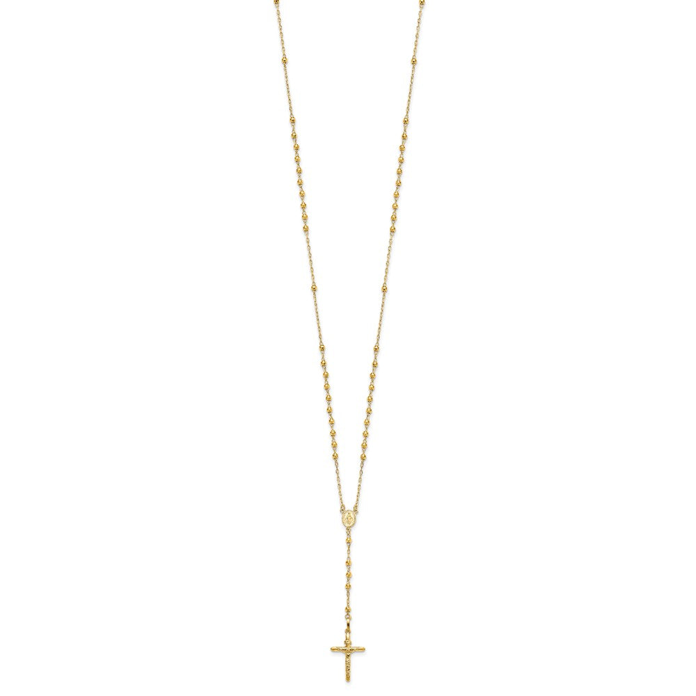 14k 3mm Mirror Beaded Semi-solid Rosary Necklace