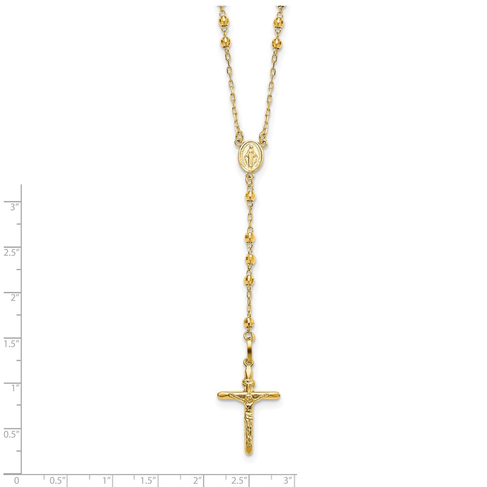 14k 3mm Mirror Beaded Semi-solid Rosary Necklace