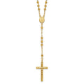 14k 4mm Mirror Beaded Semi-solid Rosary 24 inch Necklace