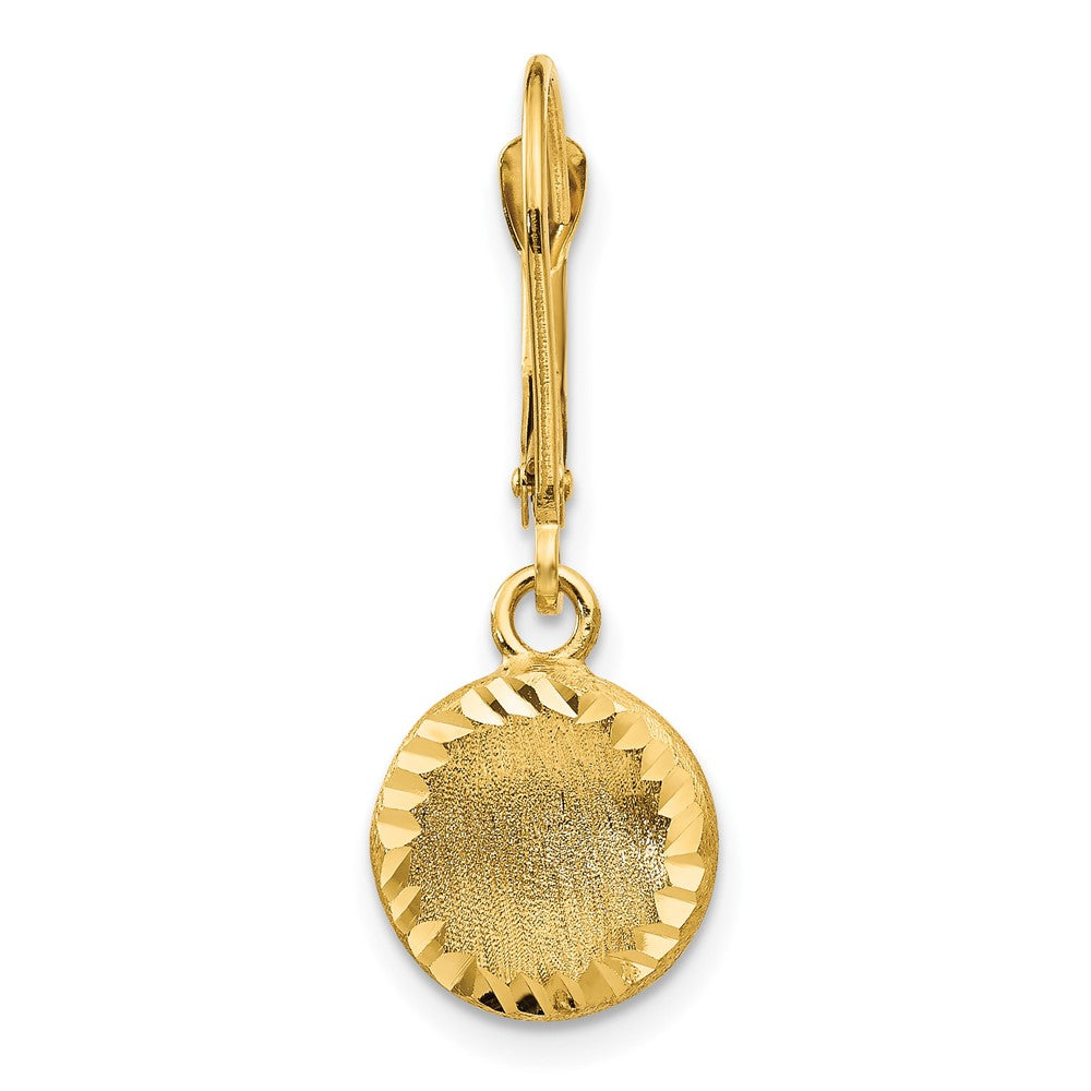 Single 14k Brushed and Polished Diamond-cut Circle Leverback Earring