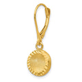 Single 14k Brushed and Polished Diamond-cut Circle Leverback Earring