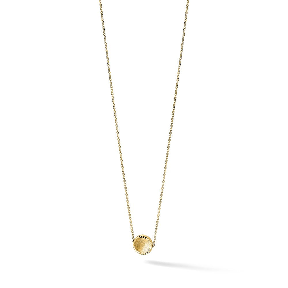 14k Brushed Polished & D/C Circle Necklace