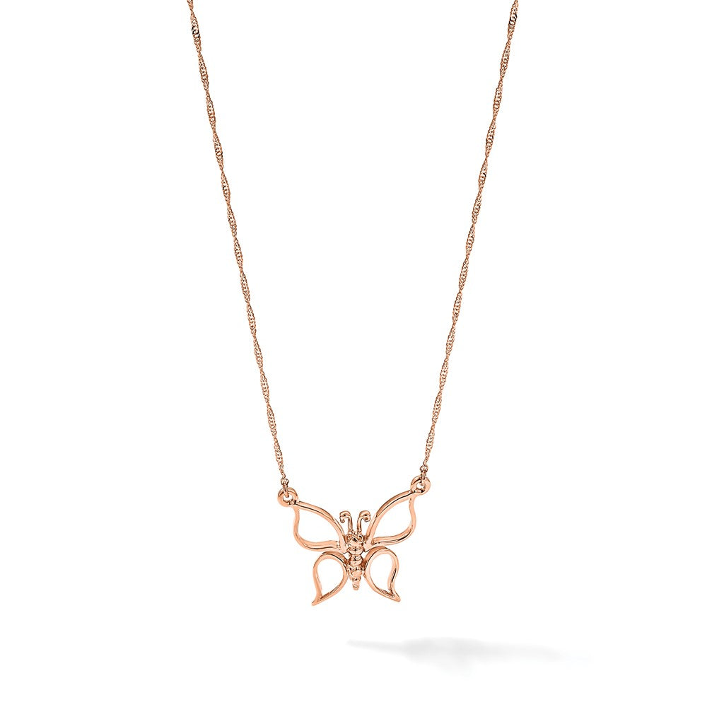 14k Rose Gold Polished Butterfly Necklace