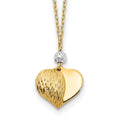 14K Two Tone Polished D/C Puffed Heart Necklace