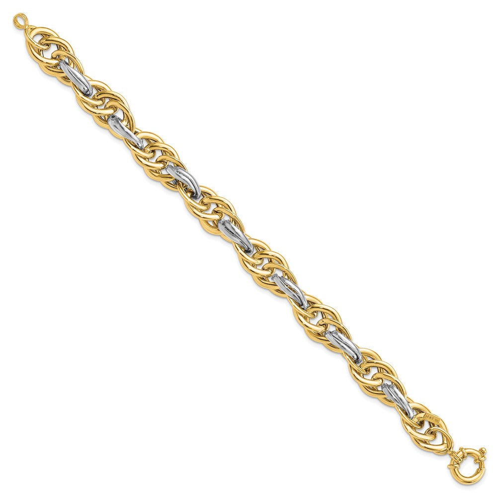 14K Two-tone Polished Fancy Link Bracelet