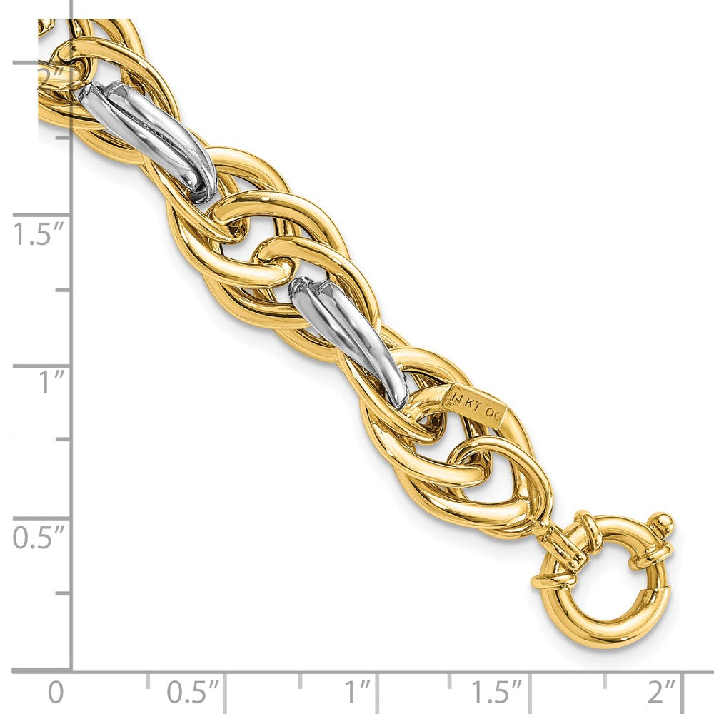 14K Two-tone Polished Fancy Link Bracelet