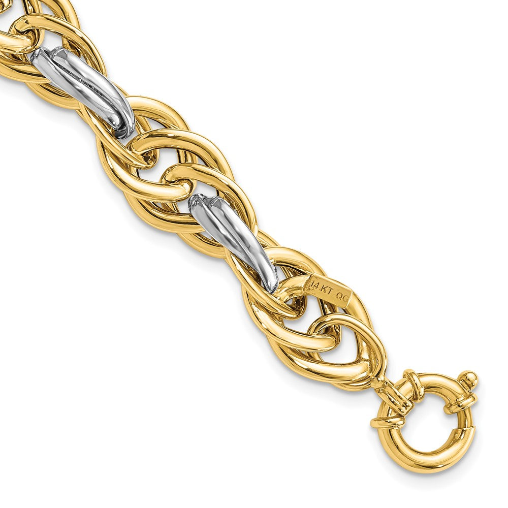 14K Two-tone Polished Fancy Link Bracelet