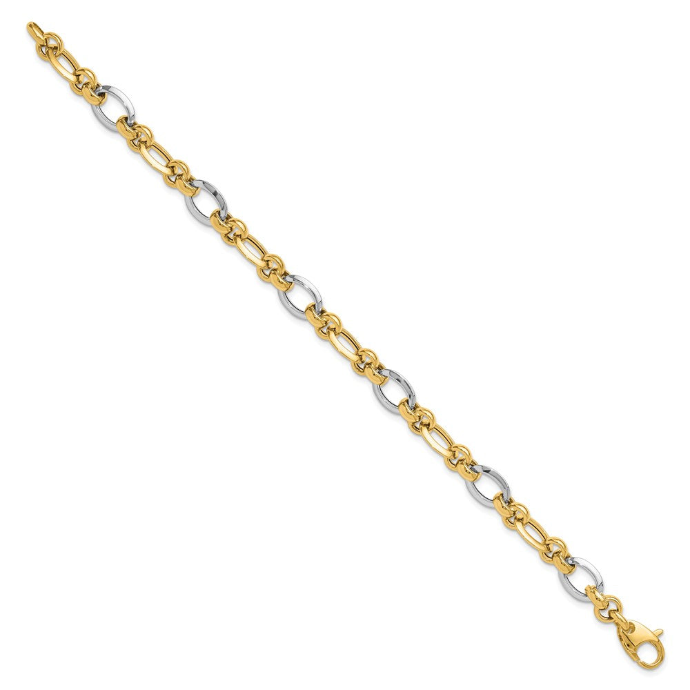 14K Two-tone Polished Fancy Link Bracelet