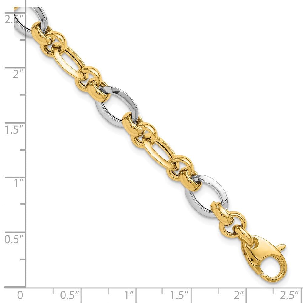 14K Two-tone Polished Fancy Link Bracelet