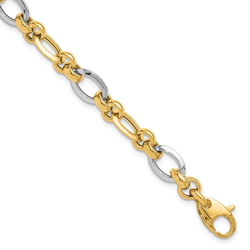 14K Two-tone Polished Fancy Link Bracelet
