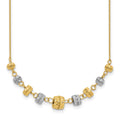 14k Two-tone Diamond-cut Polished Graduated Barrels Necklace