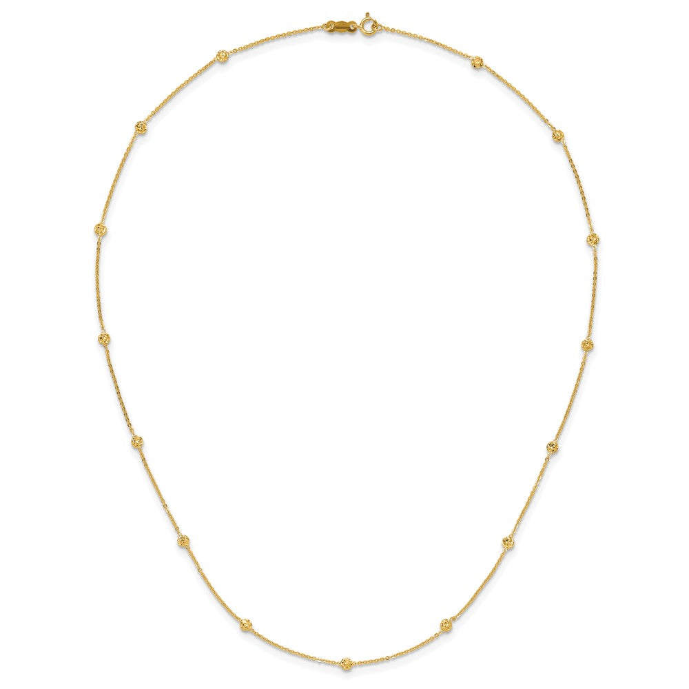 14k Polished Diamond-cut Tiny Puffed Circles 15-Station Necklace