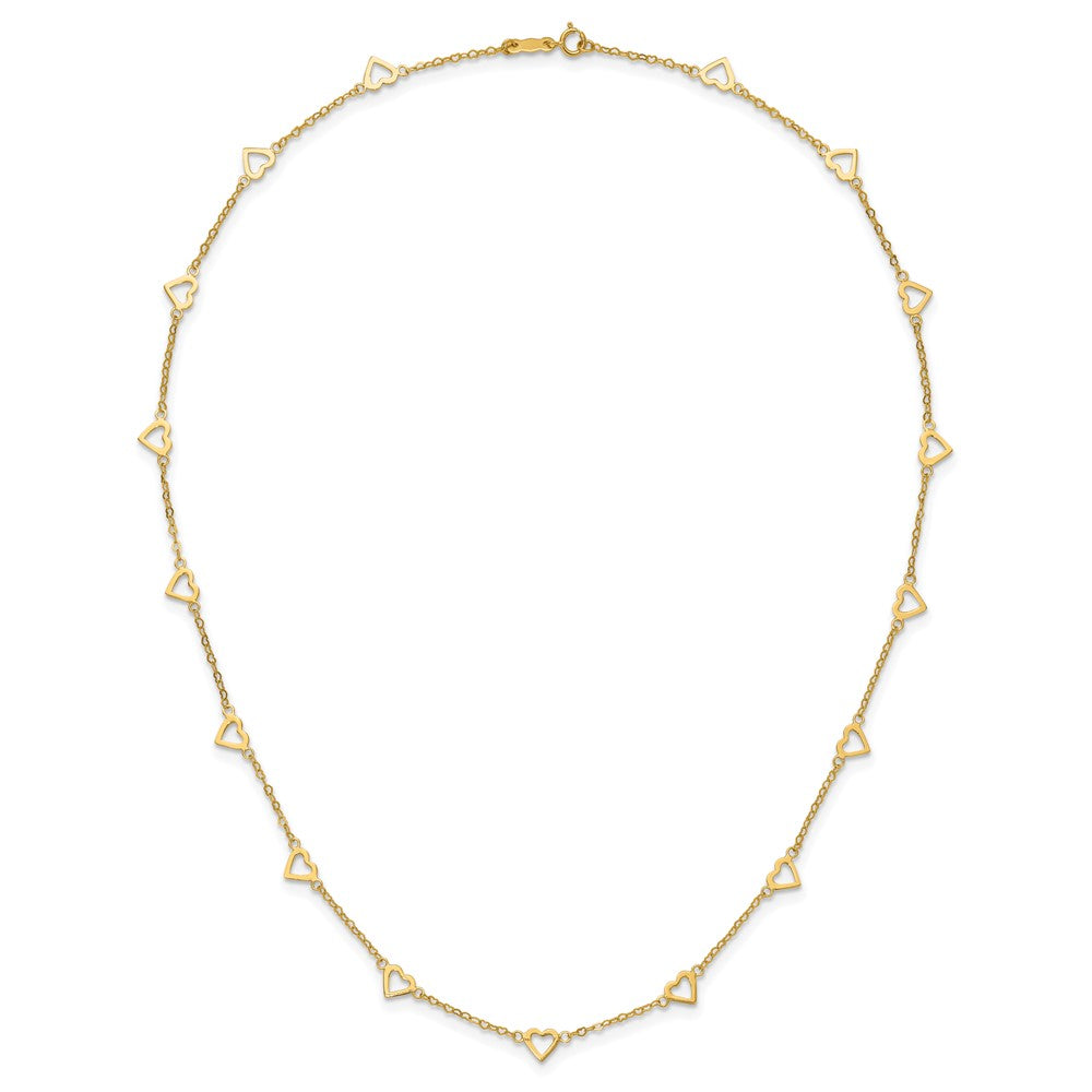 14k Polished Open Hearts on Heart Link Necklace