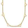 14k Polished Open Hearts on Heart Link Necklace