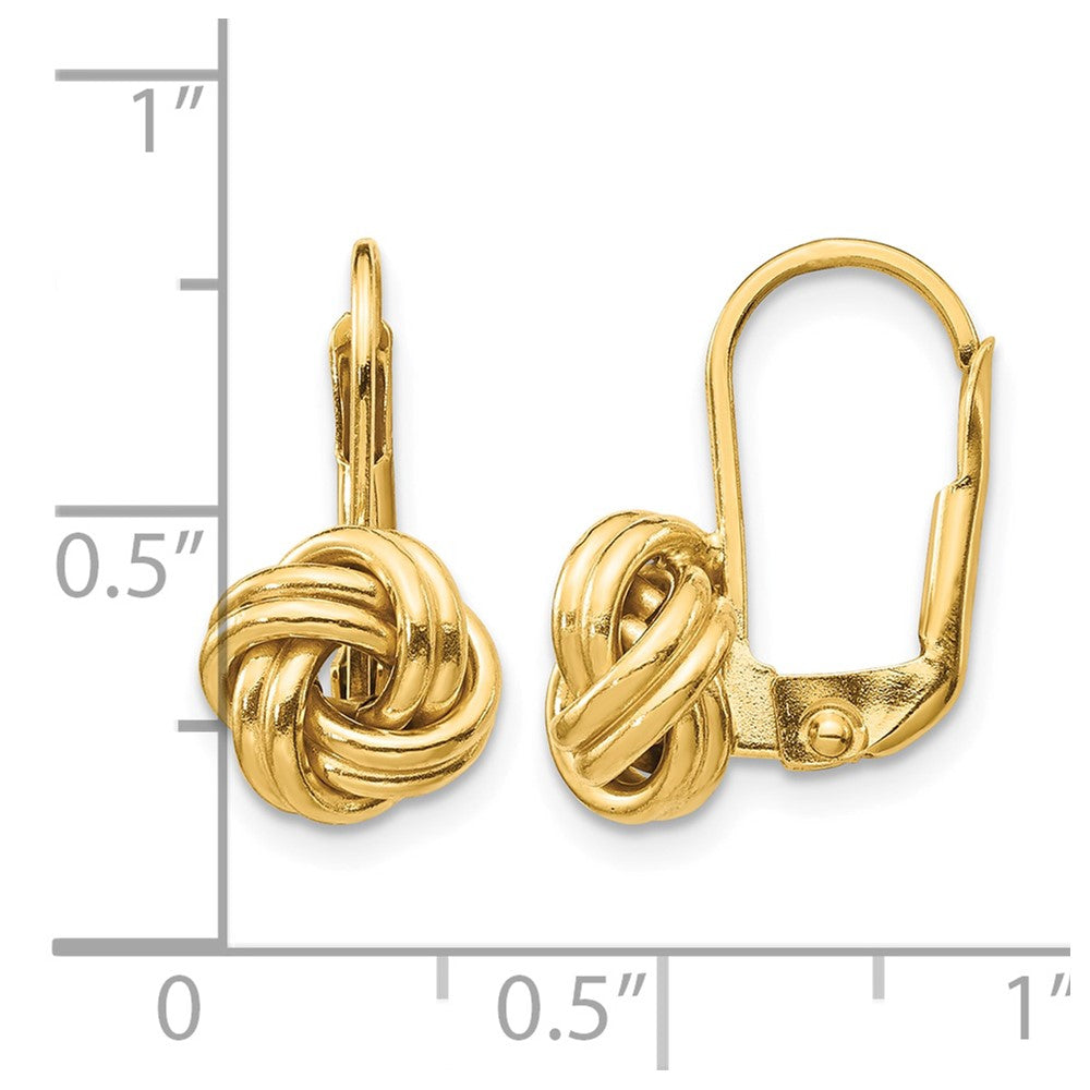 14k Polished Love Knot Leverback Earrings