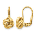 14k Polished Love Knot Leverback Earrings