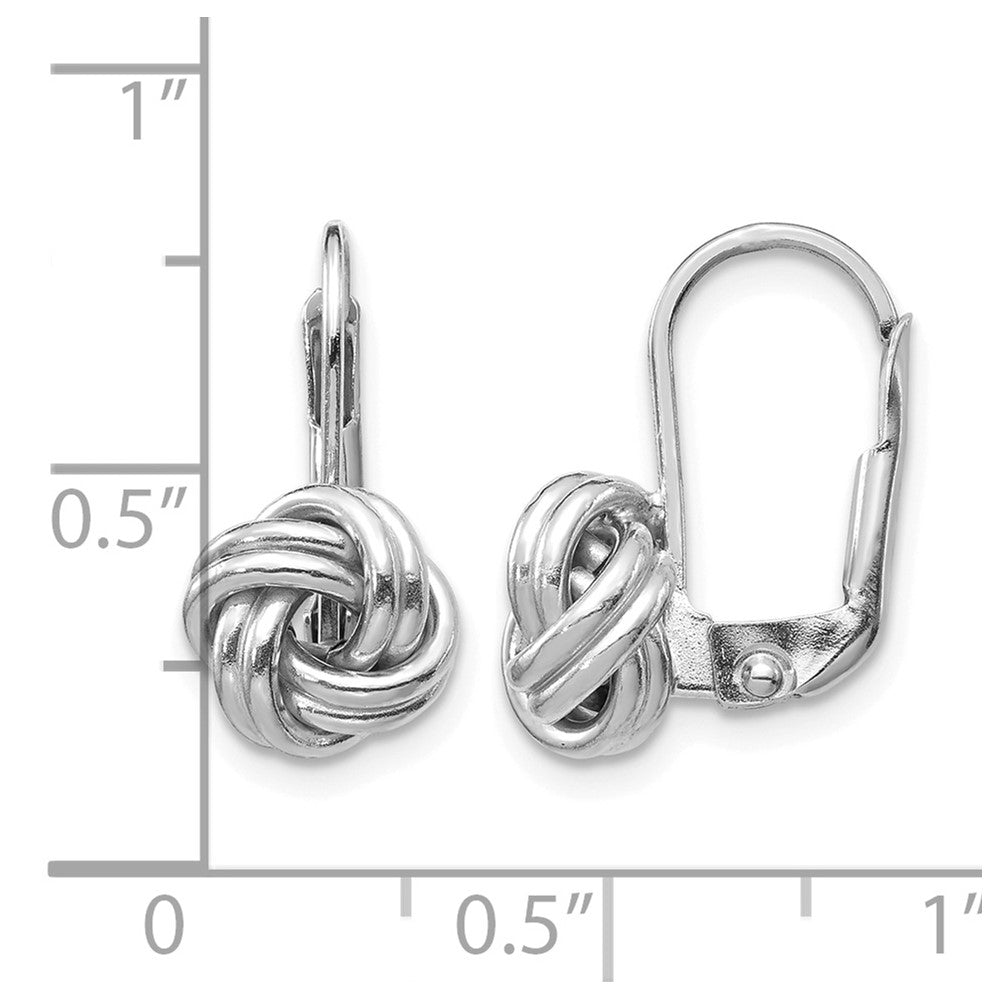 14k White Gold Polished Love Knot Leverback Earrings