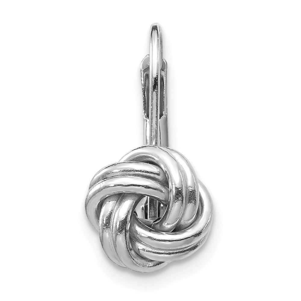 Single 14k White Gold Polished Love Knot Leverback Earring
