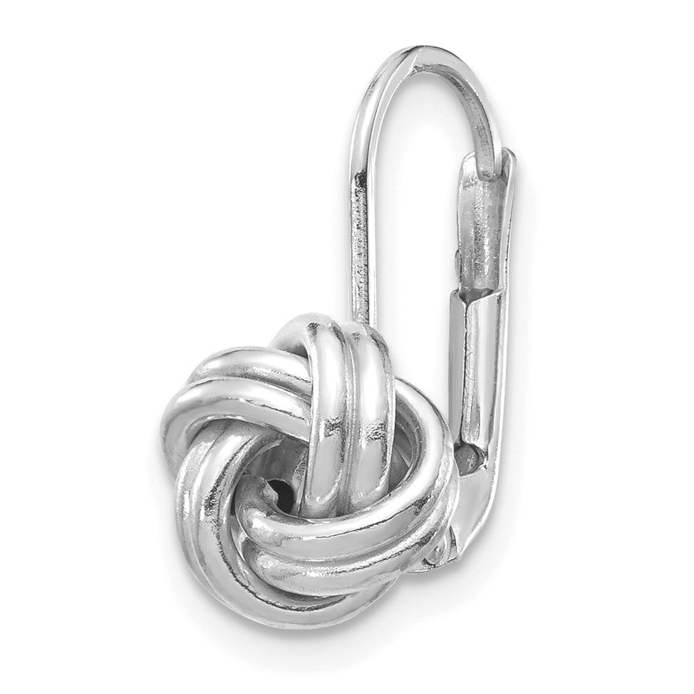 Single 14k White Gold Polished Love Knot Leverback Earring