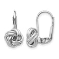 14k White Gold Polished Love Knot Leverback Earrings