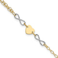 14k Two-tone Gold Polished Infinity and Heart Bracelet