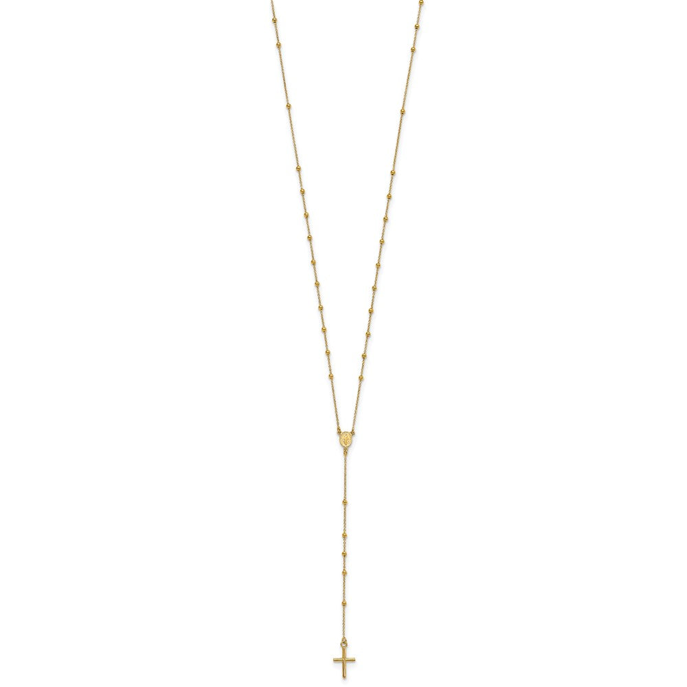 14k Polished Rosary 24 inch Necklace