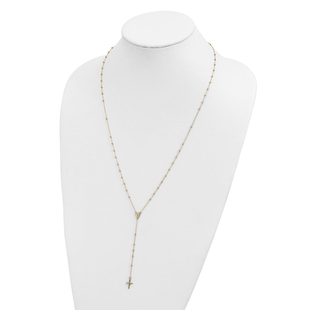 14k Polished Rosary 24 inch Necklace