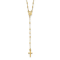 14k Gold Polished & D/C w/3in ext. Rosary Necklace