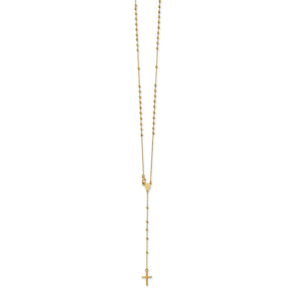 14k Polished Beaded Rosary 16.5 inch Necklace