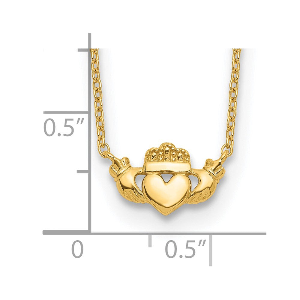 14k Polished Claddagh Necklace