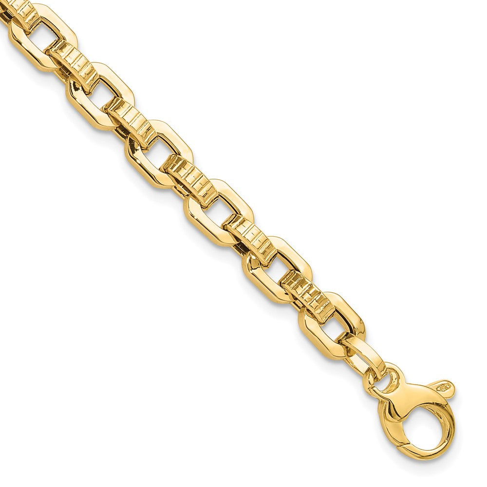 14k Gold Polished Textured Fancy Link Bracelet