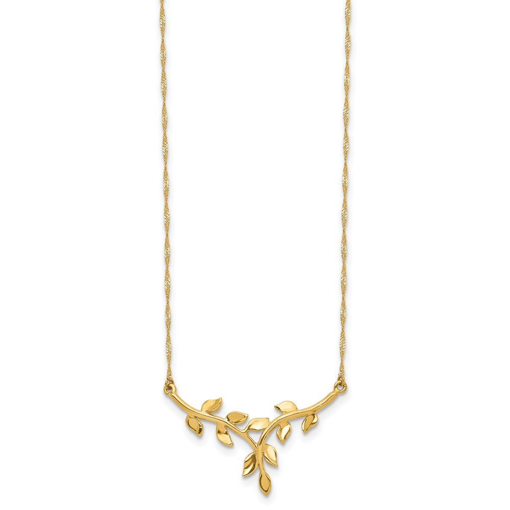 14K Polished Leaf Necklace