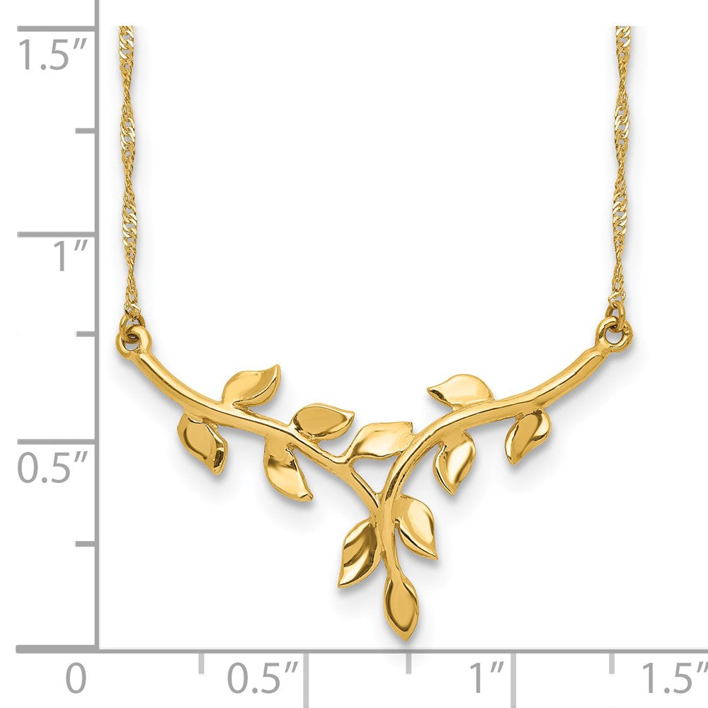 14K Polished Leaf Necklace