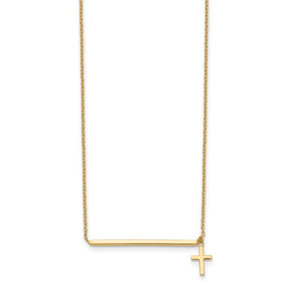 14k Polished Cross w/ 2in ext. Necklace