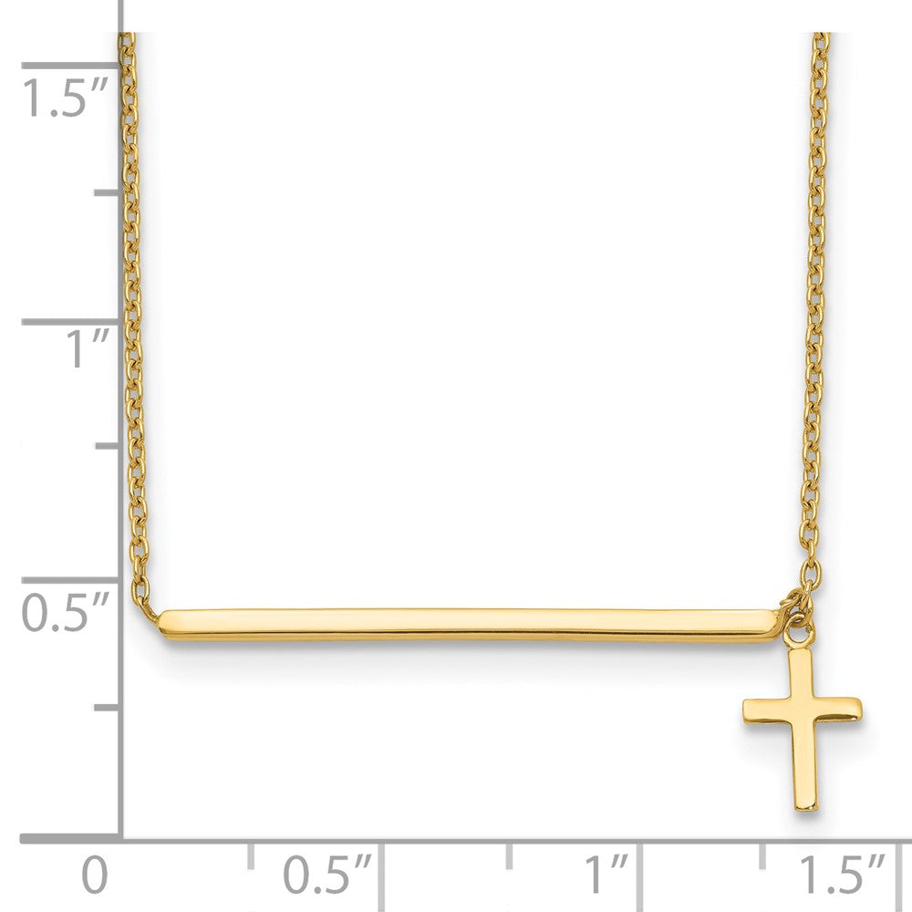 14k Polished Cross w/ 2in ext. Necklace