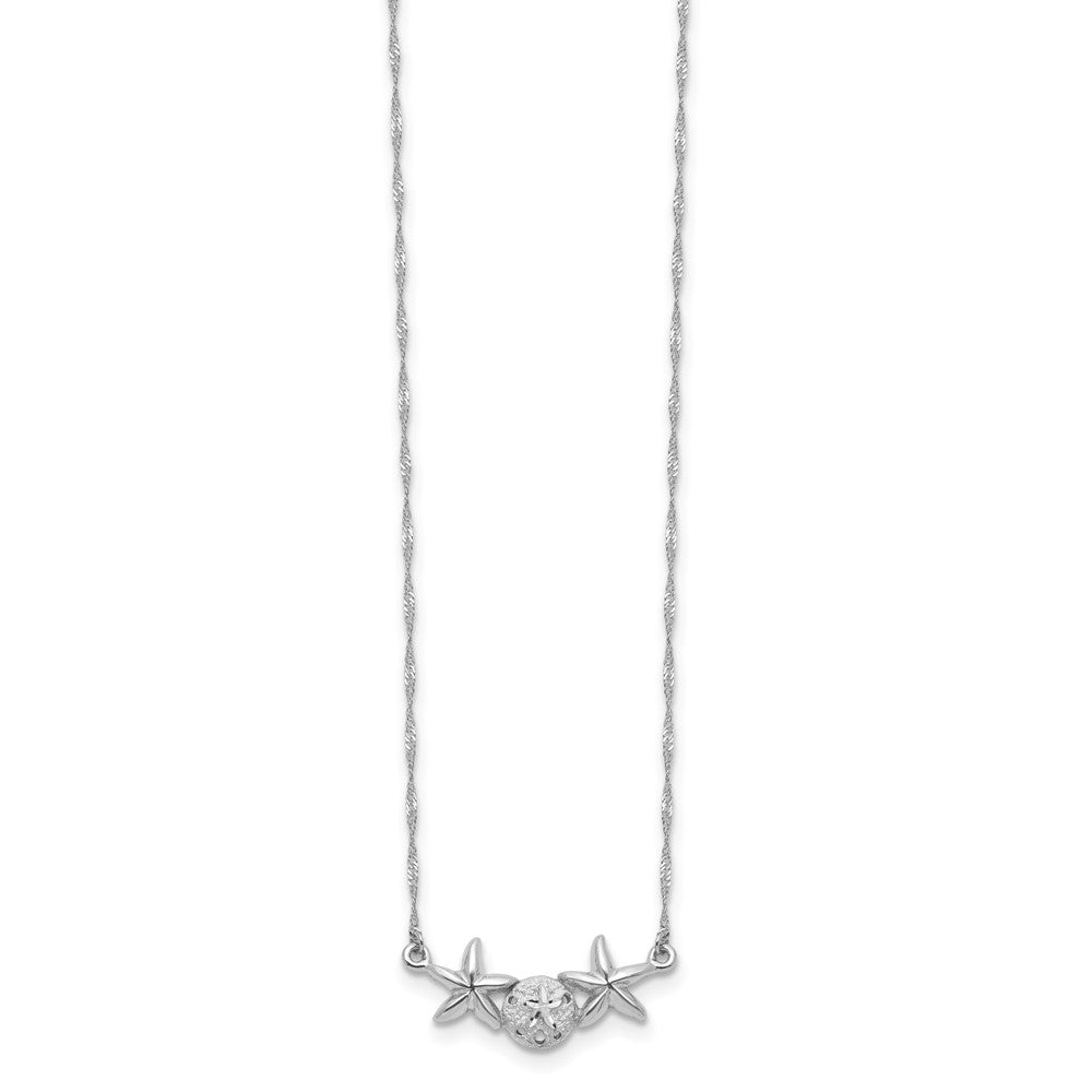 14K White Brushed & Polished Sand Dollar Starfish Necklace