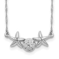 14K White Brushed & Polished Sand Dollar Starfish Necklace