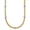 14k Polished w/Rhodium D/C Bead Flexible Mesh Necklace
